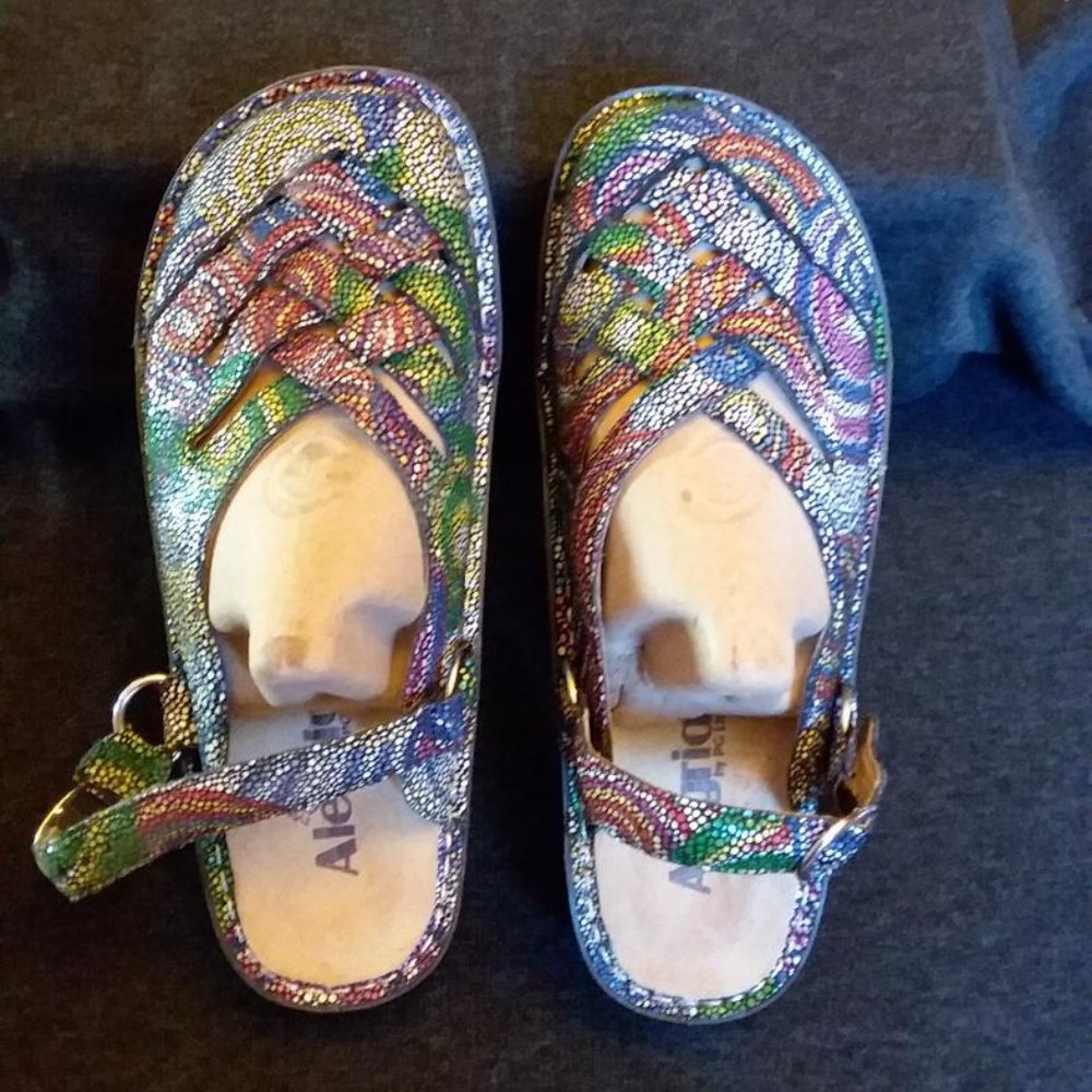 NEW Alegria Leather Slingback Mary Janes Color Freesia Rainbow Mosaic  38 - Picture 4 of 12